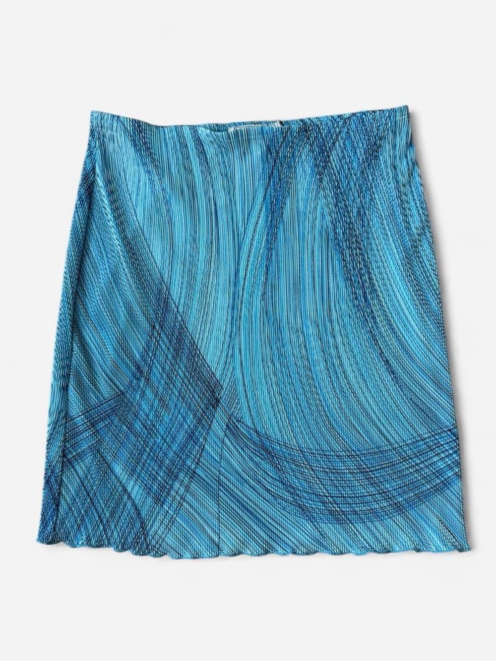 Blue Abstract Print Midi Skirt